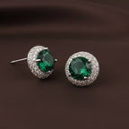 Rhodium bezel CZ solitaire stud earrings by Bound Jewels, featuring a sparkling design perfect for any occasion.