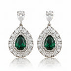 Elegant Bound Jewels rhodium drop-shaped earrings featuring sparkling zircon stones.