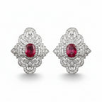 Rhodium floral zircon stud earrings by Bound Jewels, featuring intricate flower designs and sparkling zircon details.