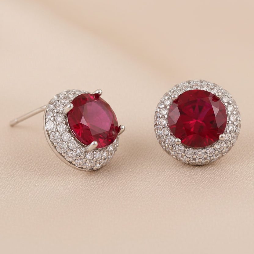 Bound Jewels Bezel CZ Solitaire Stud Earrings - Rhodium